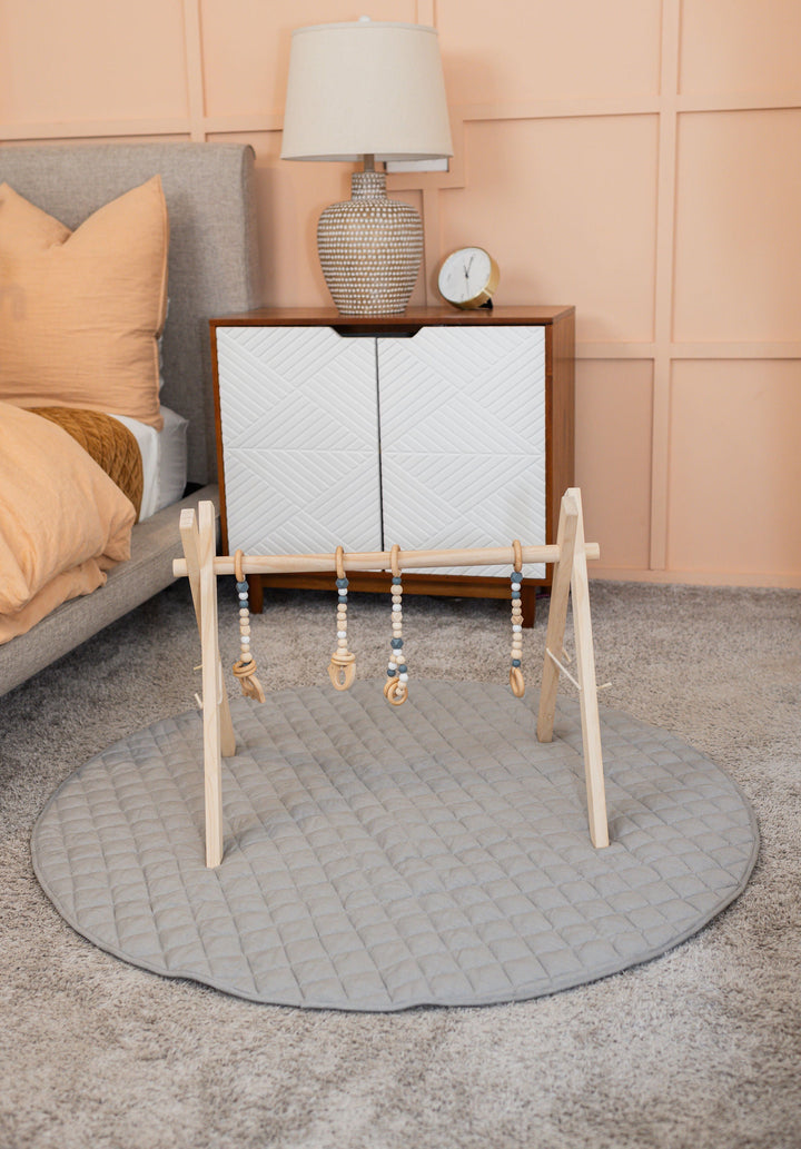Pure Linen Triple-Padded Round Baby Play Mat