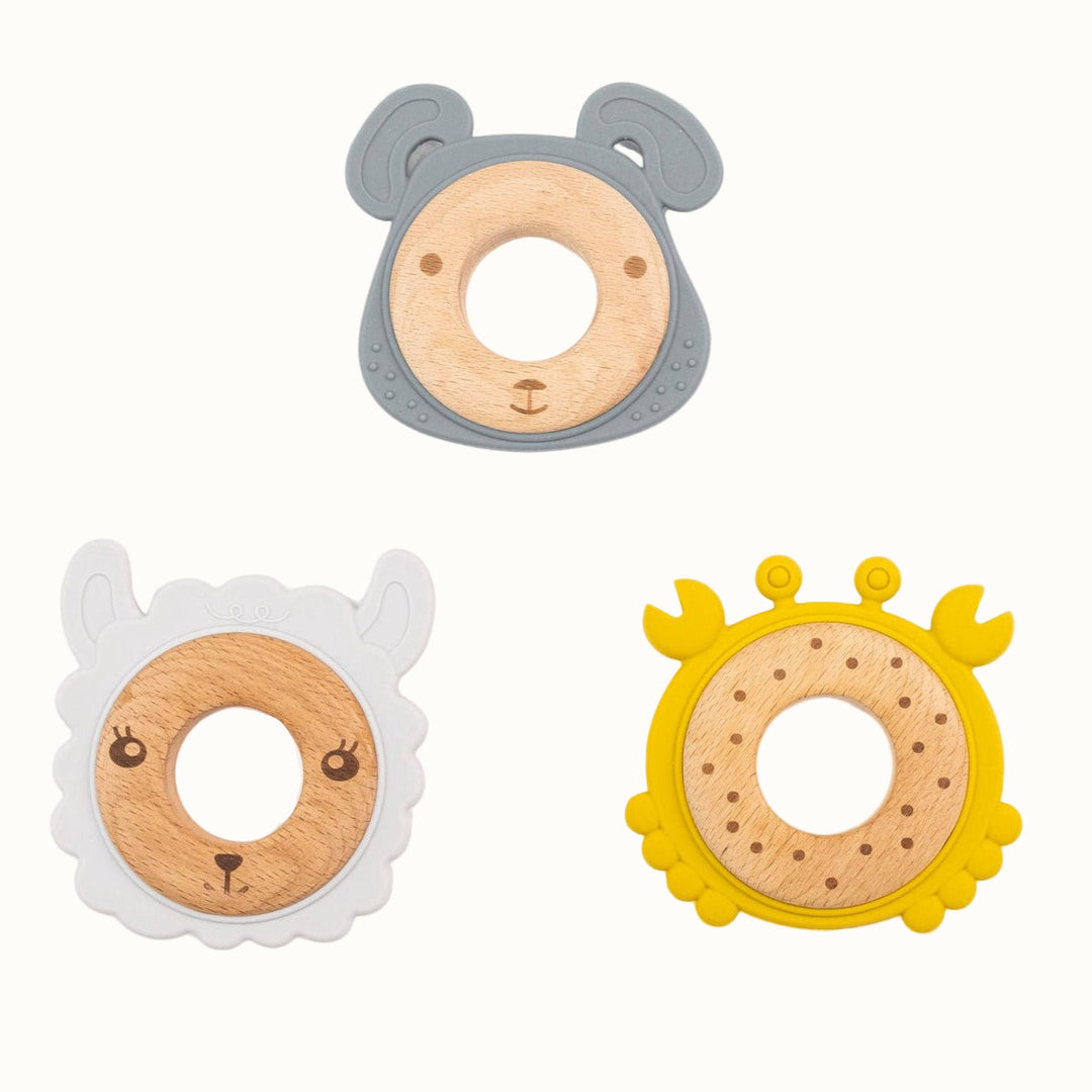 Non-Toxic Food-Grade Silicone &amp; Wood Baby Teether
