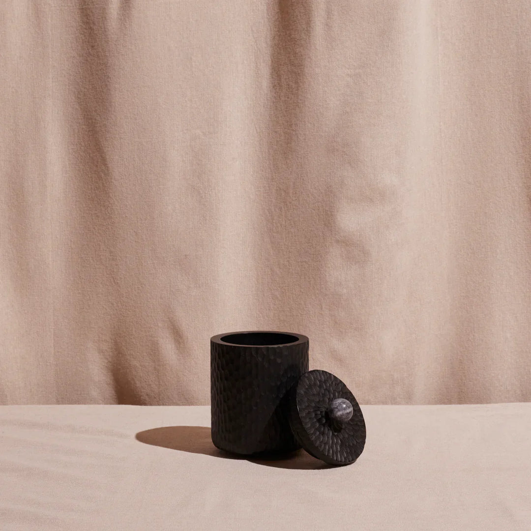 Handcrafted Acacia &amp; Marble Food Storage Canister, 4" x 6"