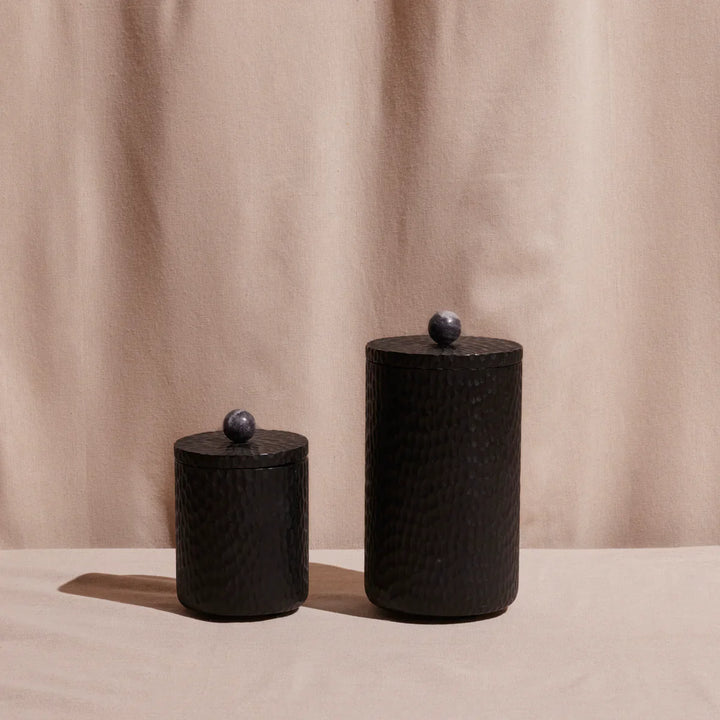 Handcrafted Acacia &amp; Marble Food Storage Canister, 4" x 6"