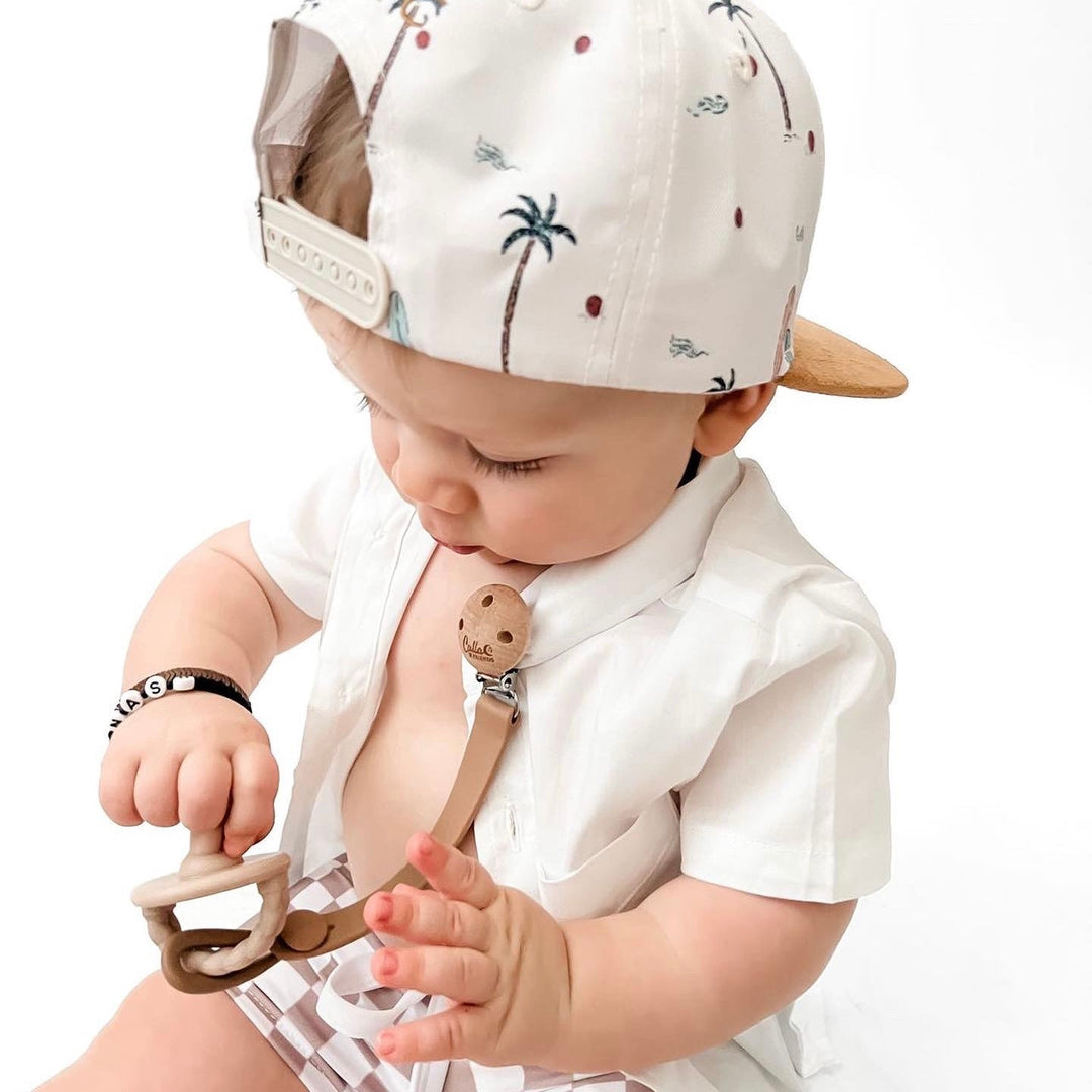 Non-Toxic Silicone Pacifier Clip, Checkered