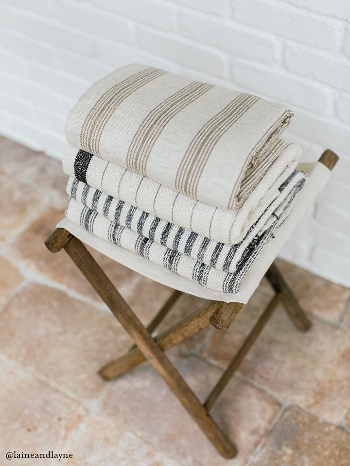 Biodegradable Cotton Linen Oversized Towel, Beige