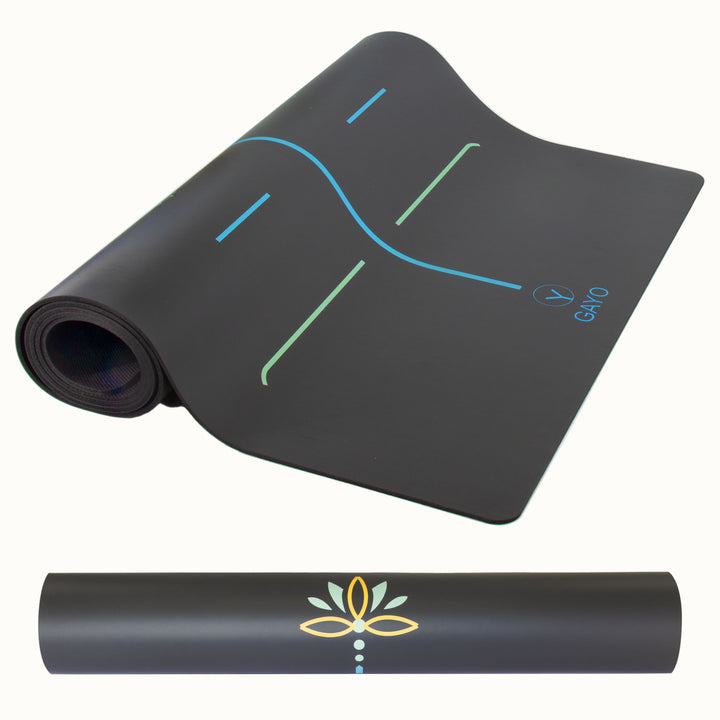 Natural Rubber Yoga Mat with Alignment Lines, 3/16"