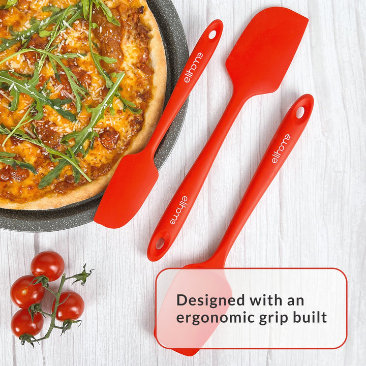 BPA-Free Silicone Kitchen Spatula Set, Red, 3 Ct.