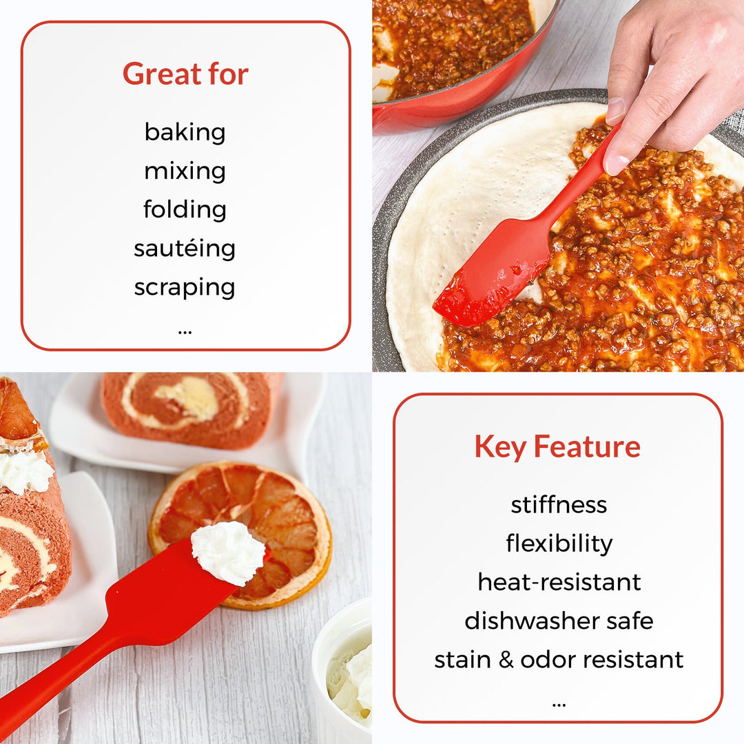 BPA-Free Silicone Kitchen Spatula Set, Red, 3 Ct.
