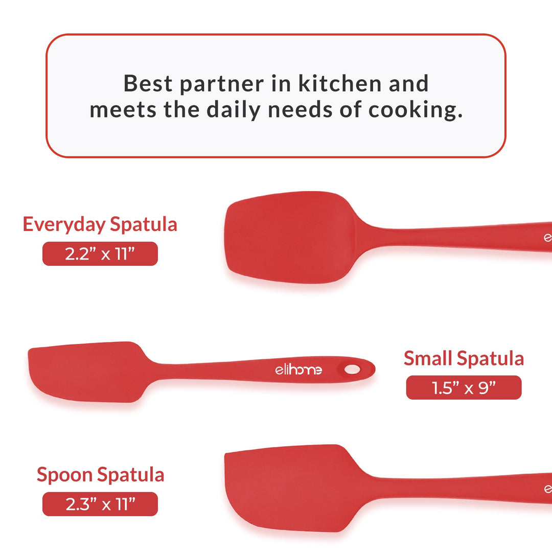 BPA-Free Silicone Kitchen Spatula Set, Red, 3 Ct.