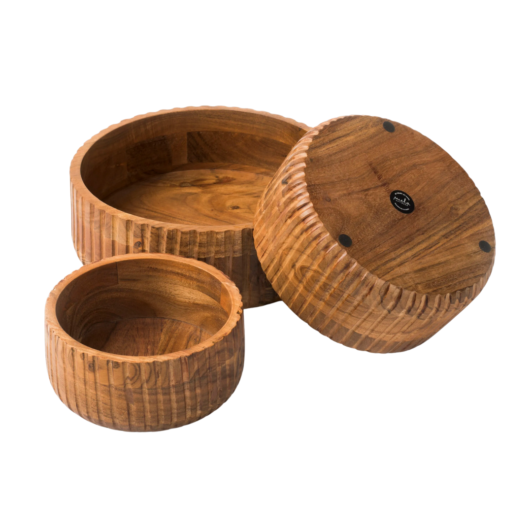 Etta Acacia Wood Stacking Bowls