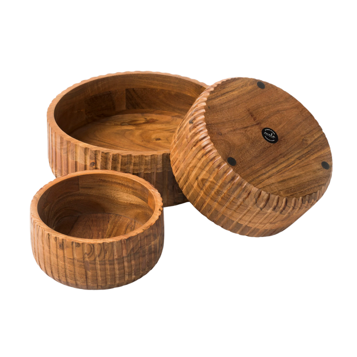Etta Acacia Wood Stacking Bowls