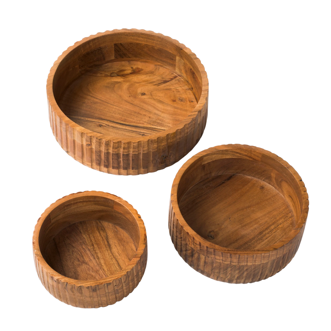 Etta Acacia Wood Stacking Bowls