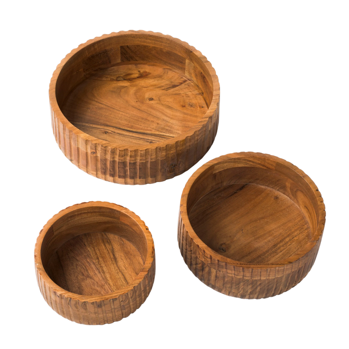 Etta Acacia Wood Stacking Bowls