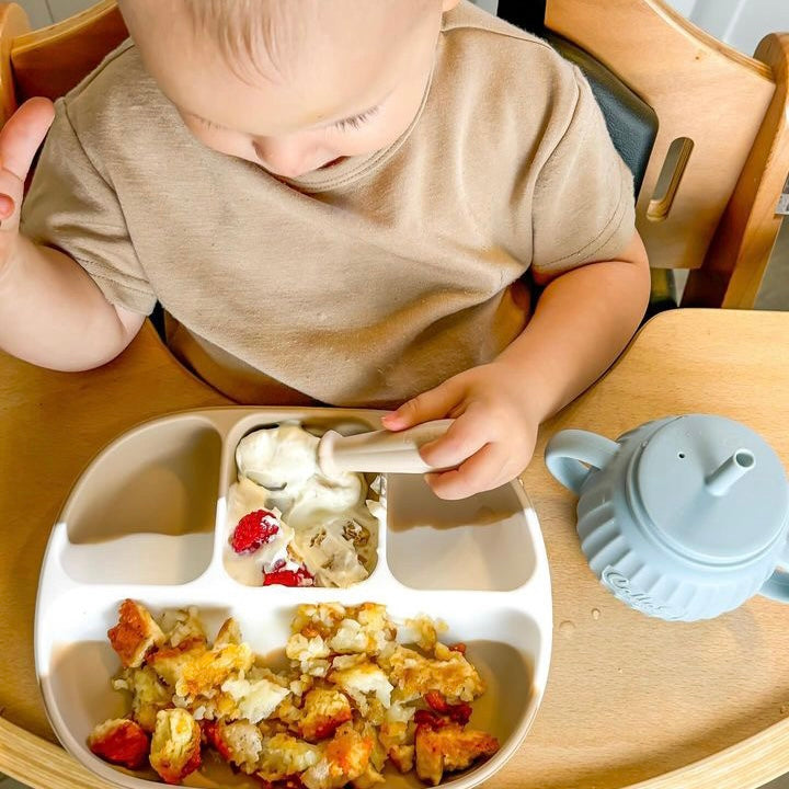 Non-Toxic Silicone Baby Feeding Plate with Dividers