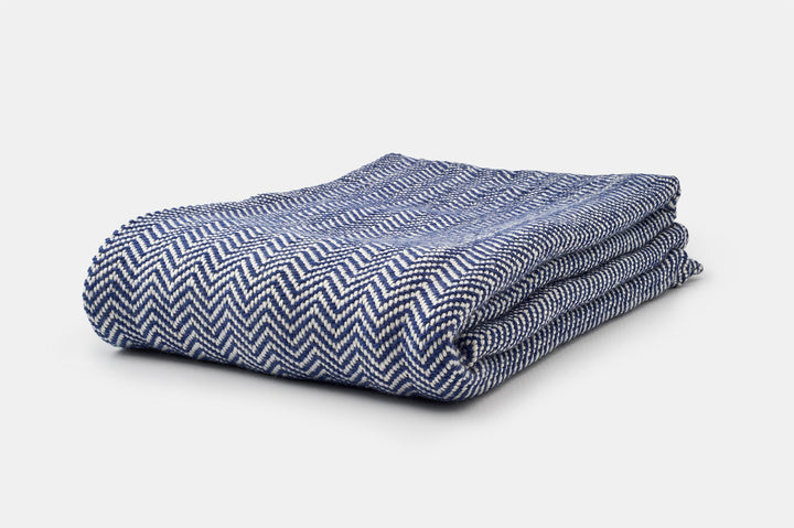 Carbon-Neutral Chevron Wool Throw Blanket
