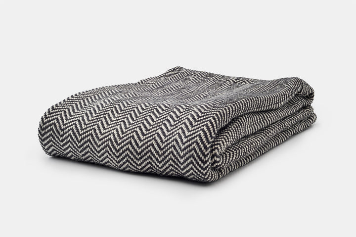 Carbon-Neutral Chevron Wool Throw Blanket