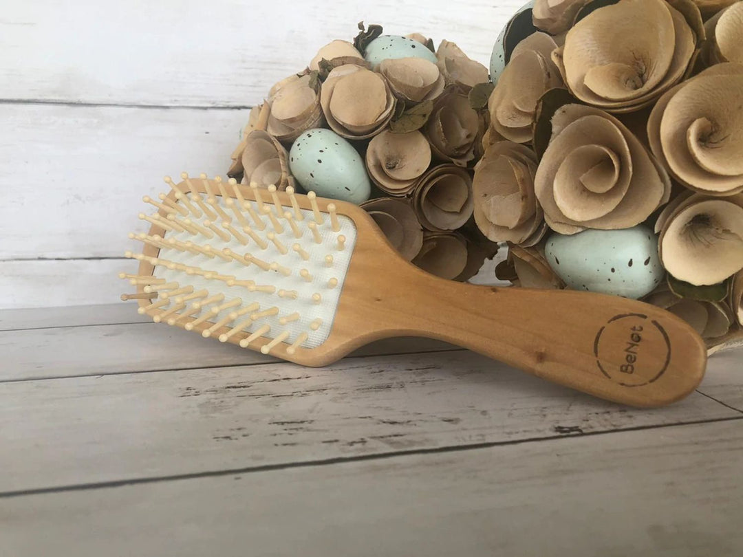 Biodegradable Bamboo Bristle Detangling Hair Brush, 9"