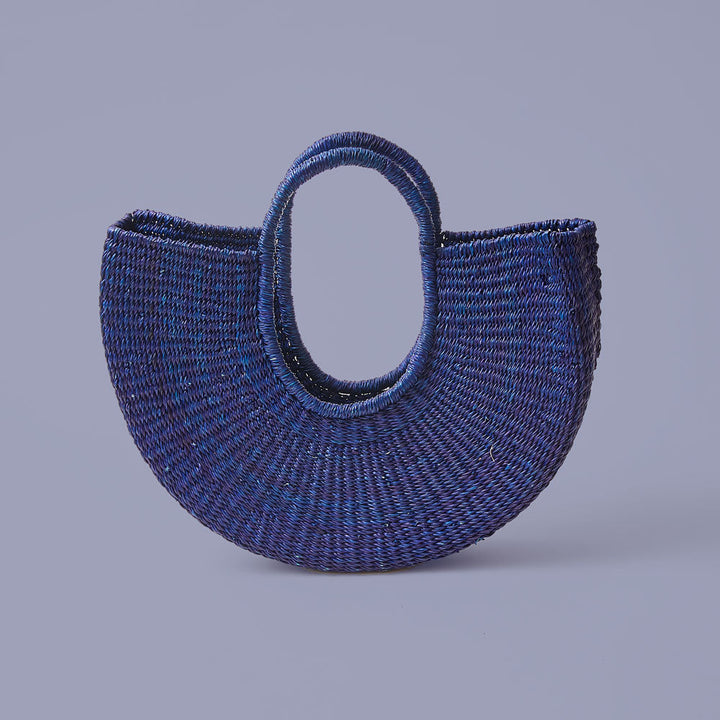 Handwoven Elephant Grass Half Moon Bag, 15" x 10"