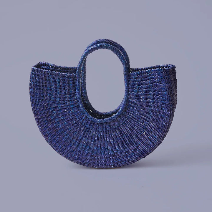 Woven Elephant Grass Half Moon Bag