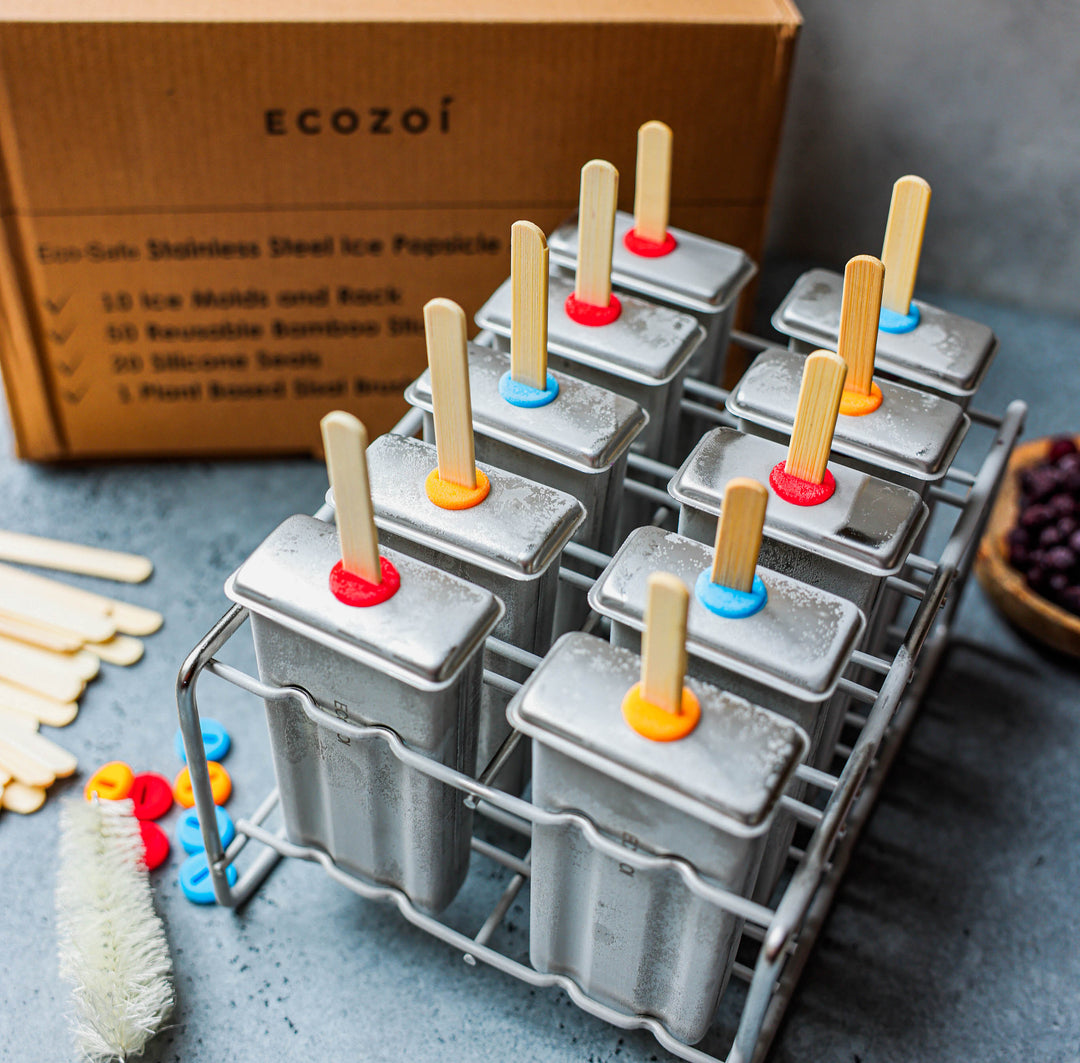 Plastic-Free Stainless Steel Popsicle Molds, 10 Ct.