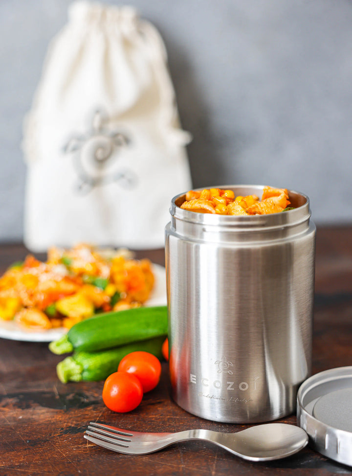 Steel Food Jar &amp; Spork Set