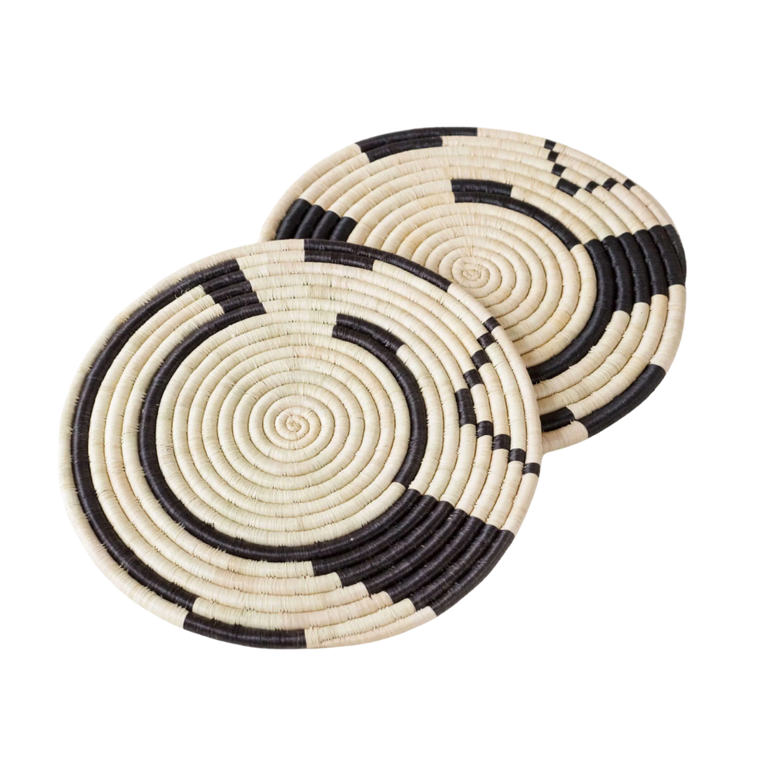 Geo Black Natural Raffia Placemat