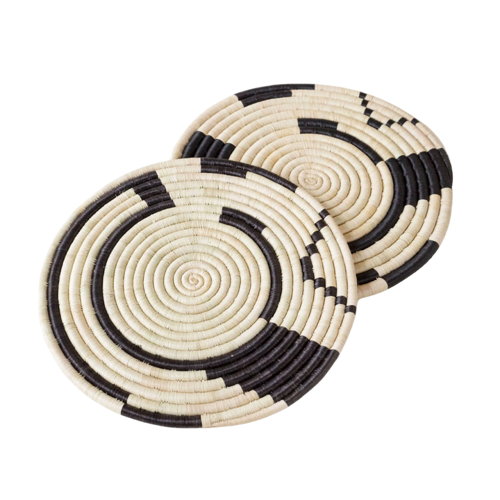 Geo Black Natural Raffia Placemat