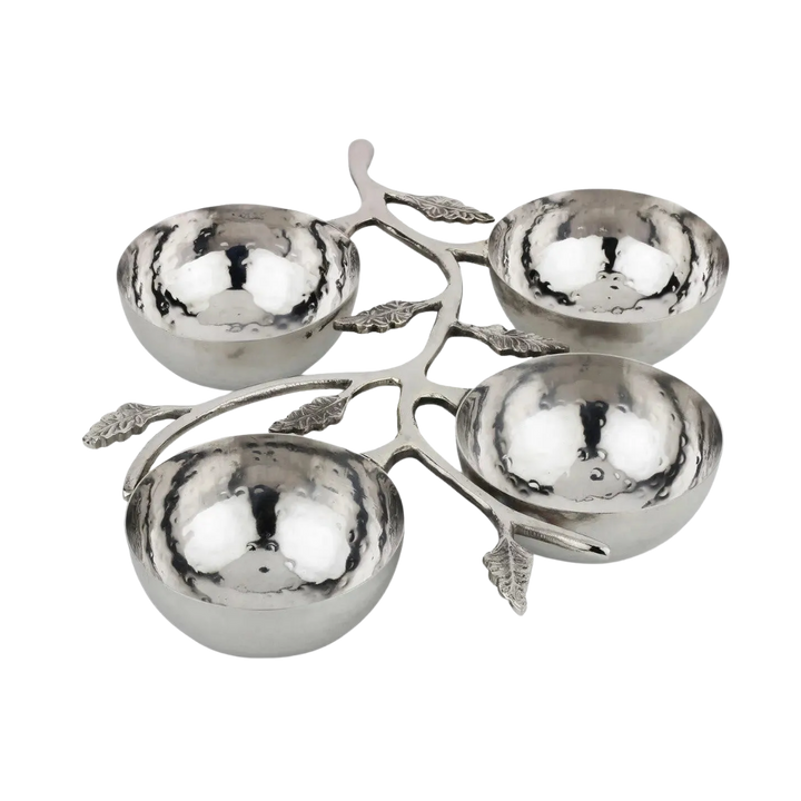 Hammered Leaf Stainless Nut Bowl Set