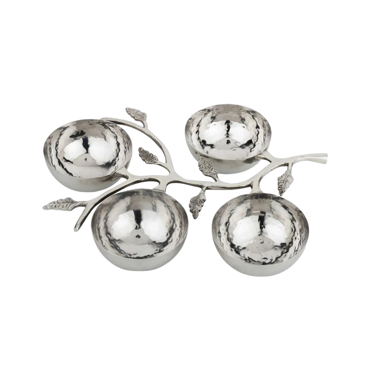 Hammered Leaf Stainless Nut Bowl Set