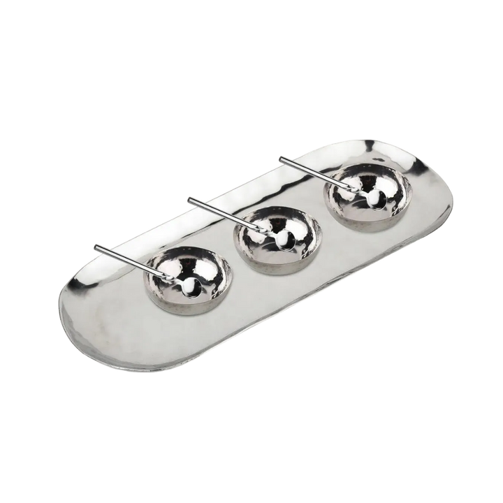 Hammered Steel Condiment Set