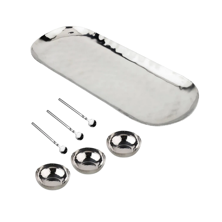 Hammered Steel Condiment Set