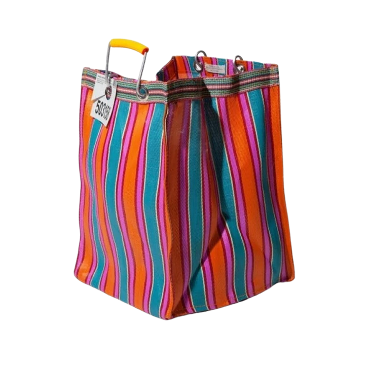 Hand-Woven Striped Recycled Plastic Tote