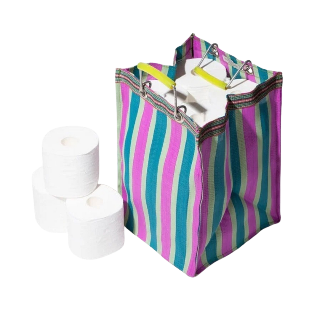 Hand-Woven Striped Recycled Plastic Tote