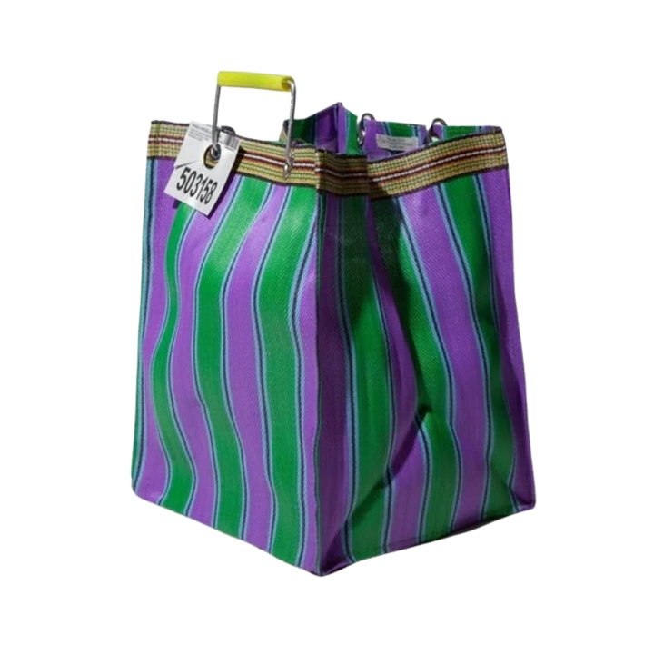 Hand-Woven Striped Recycled Plastic Tote