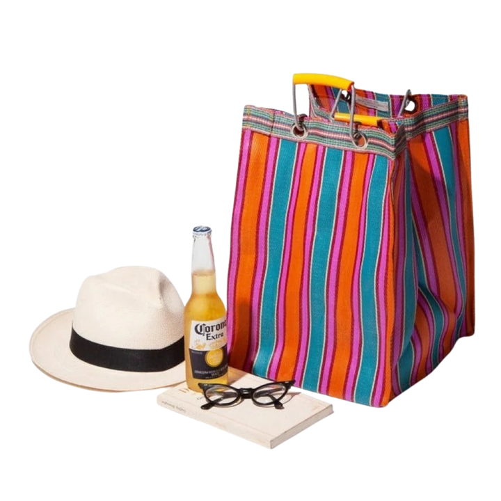 Hand-Woven Striped Recycled Plastic Tote