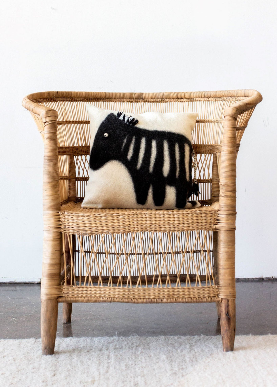 Zebra Motif Wool Throw Pillow