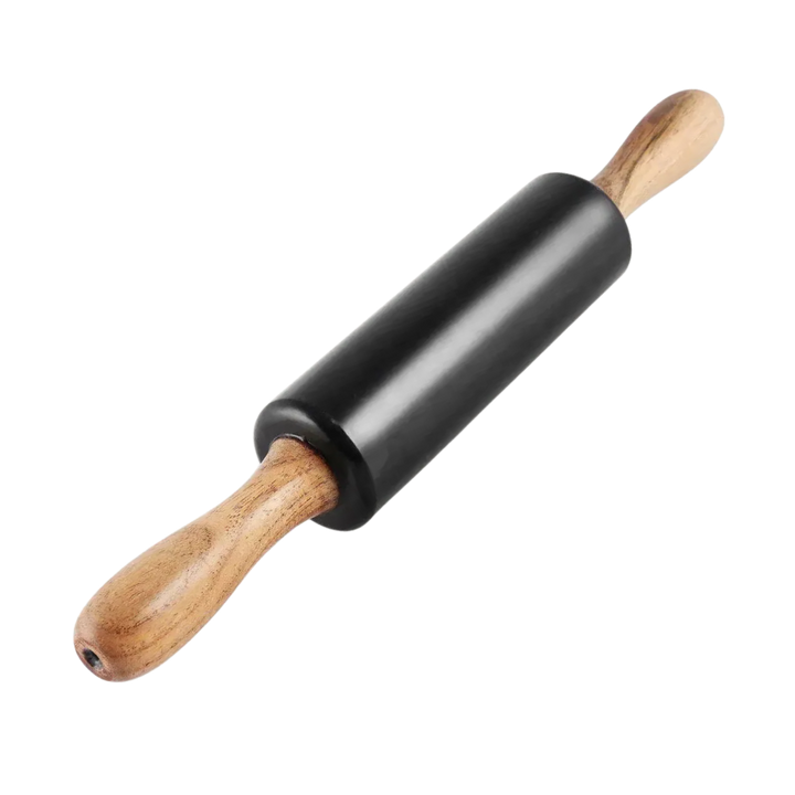 Handcrafted Black Marble &amp; Wood Rolling Pin