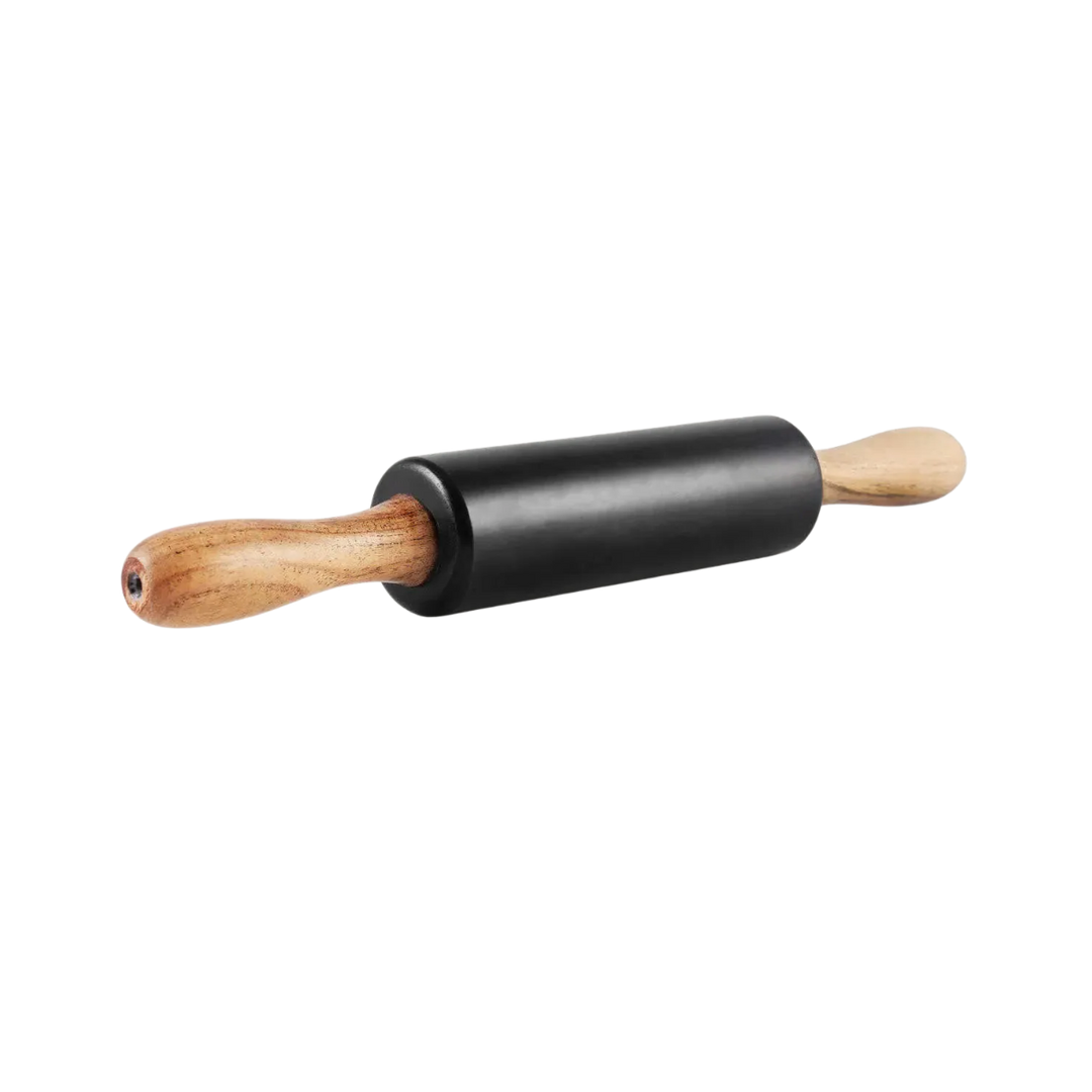 Handcrafted Black Marble &amp; Wood Rolling Pin