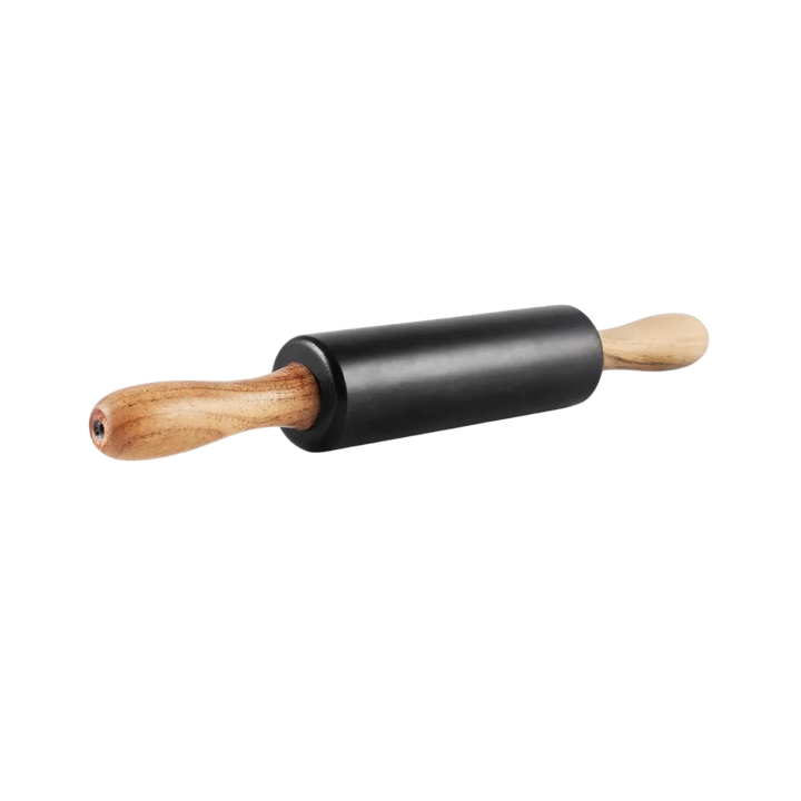 Handcrafted Black Marble &amp; Wood Rolling Pin