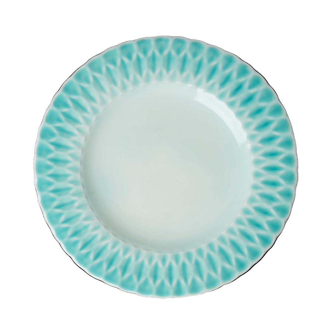 Handcrafted Ceramic Dinner Plates, Aqua, 6 Ct.