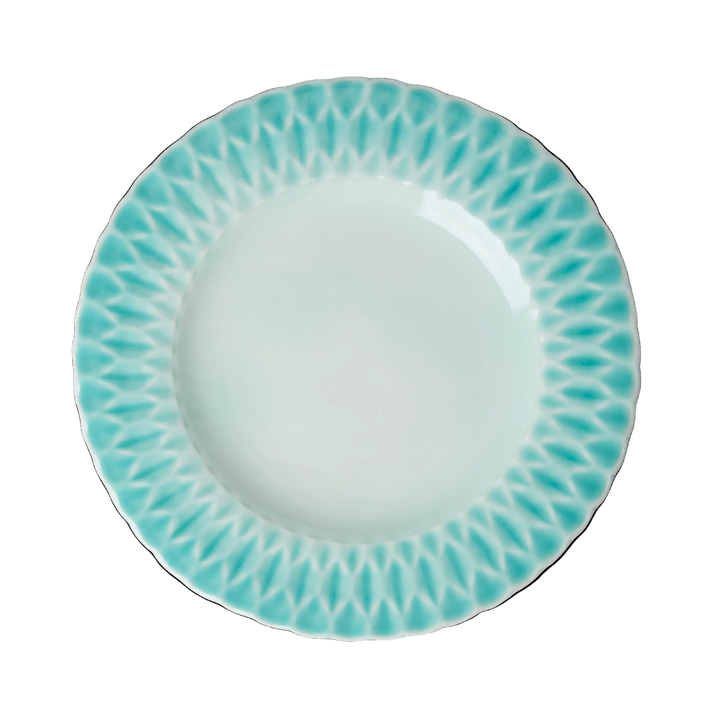 Handcrafted Ceramic Dinner Plates, Aqua, 6 Ct.