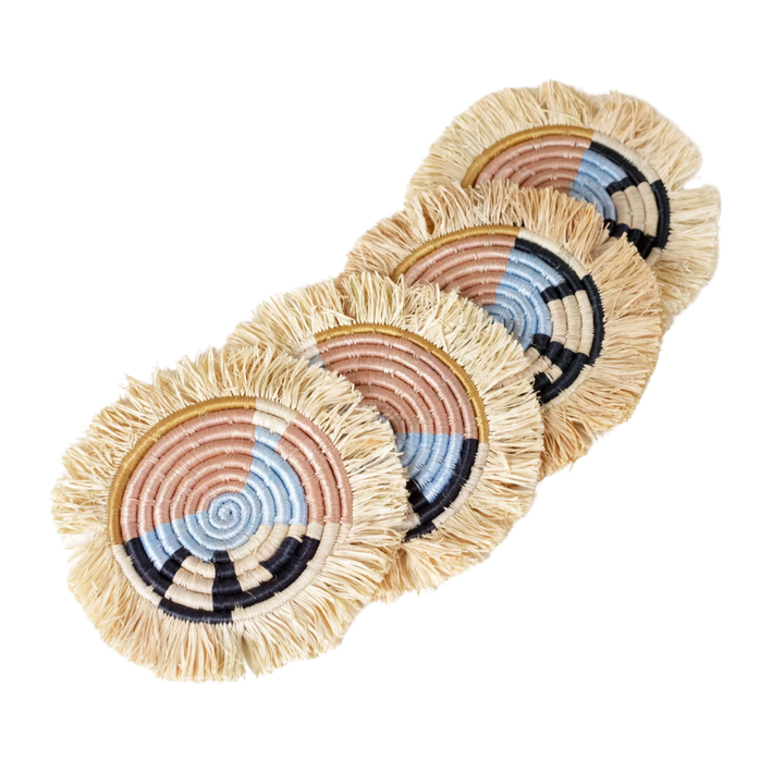 Handwoven Fringe Coaster Set
