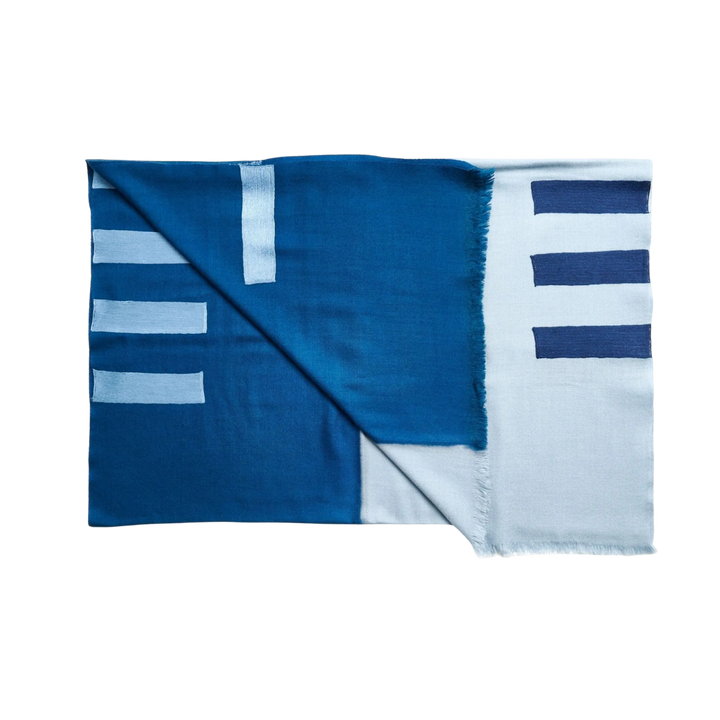 Harbor Blue Wool Silk Scarf