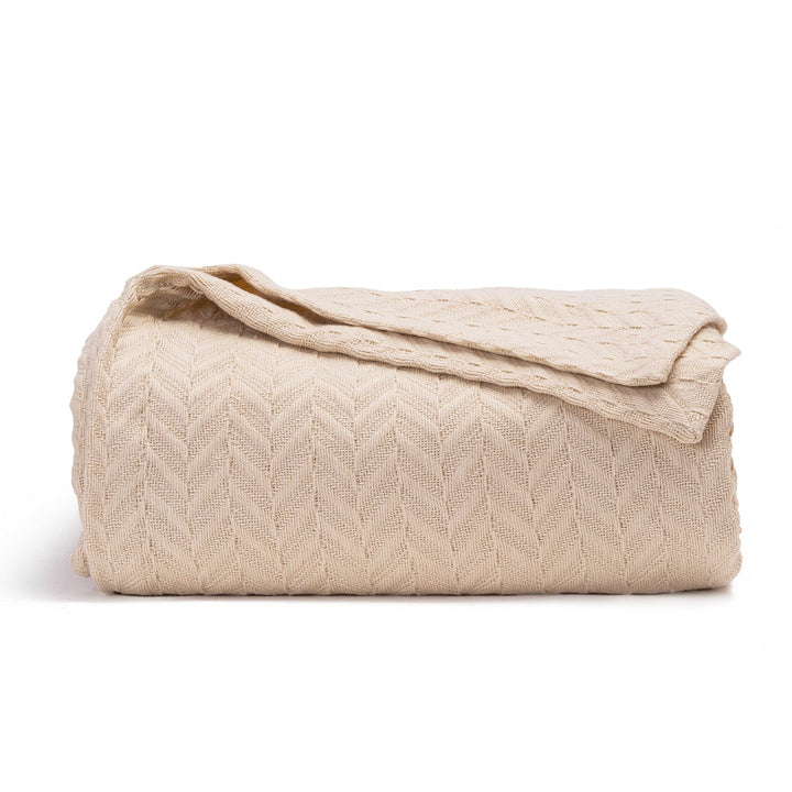 Organic Cotton Herringbone Throw Blanket