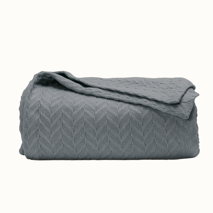 Organic Cotton Herringbone Throw Blanket