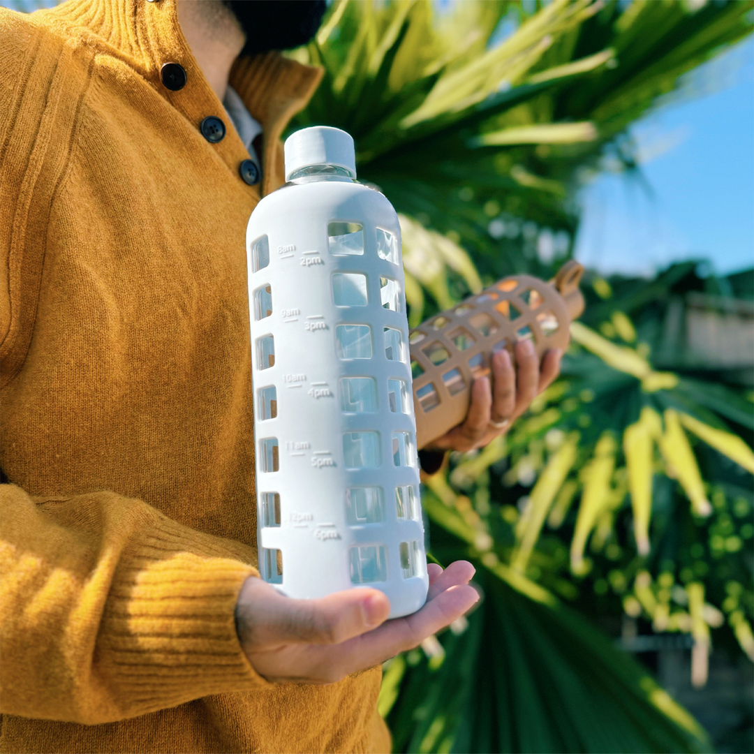 Borosilicate Glass Water Bottle, Wide-Mouth, Leak-Proof