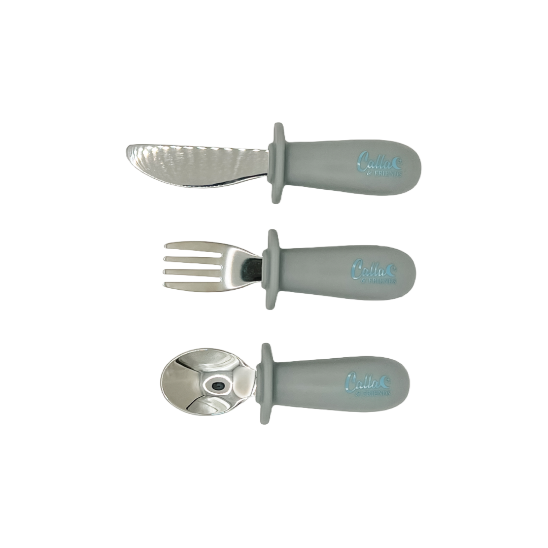 Non-Toxic Baby Flatware Set, Silicone &amp; Steel, 3 Ct.