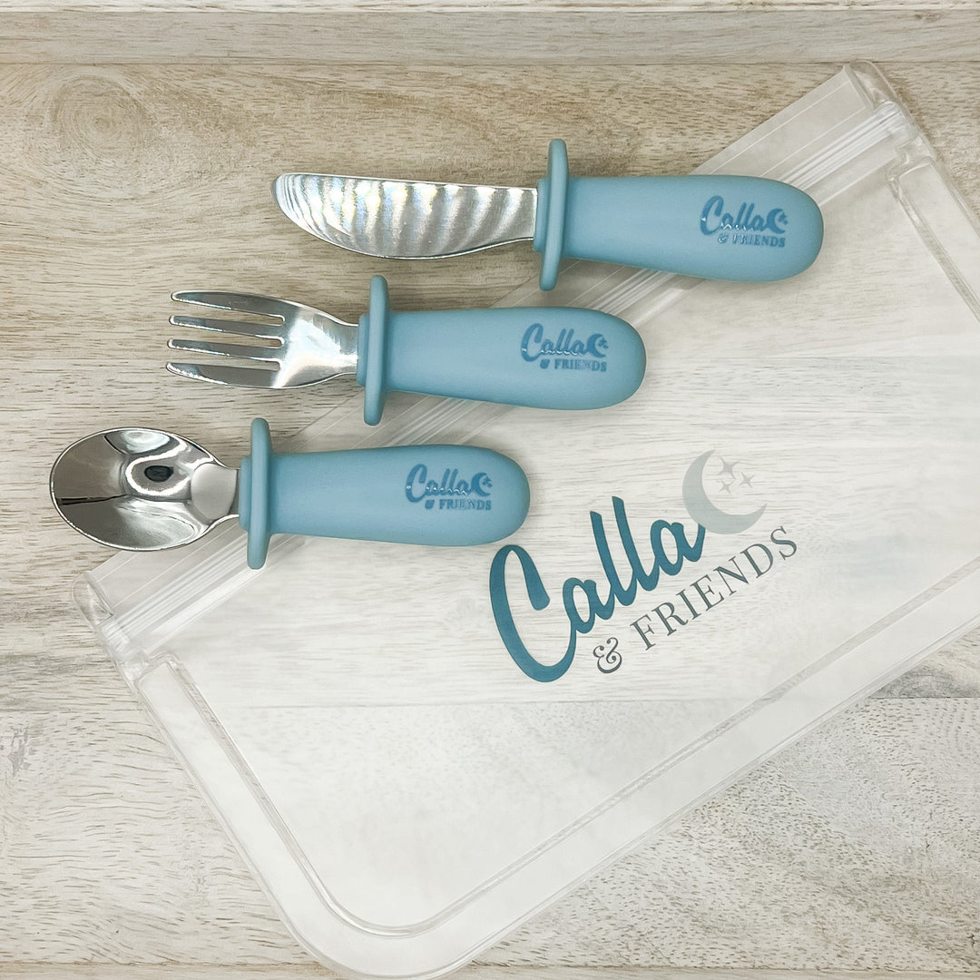 Non-Toxic Baby Flatware Set, Silicone &amp; Steel, 3 Ct.