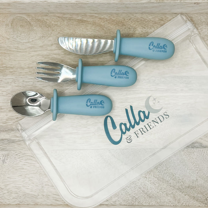 Non-Toxic Baby Flatware Set, Silicone &amp; Steel, 3 Ct.