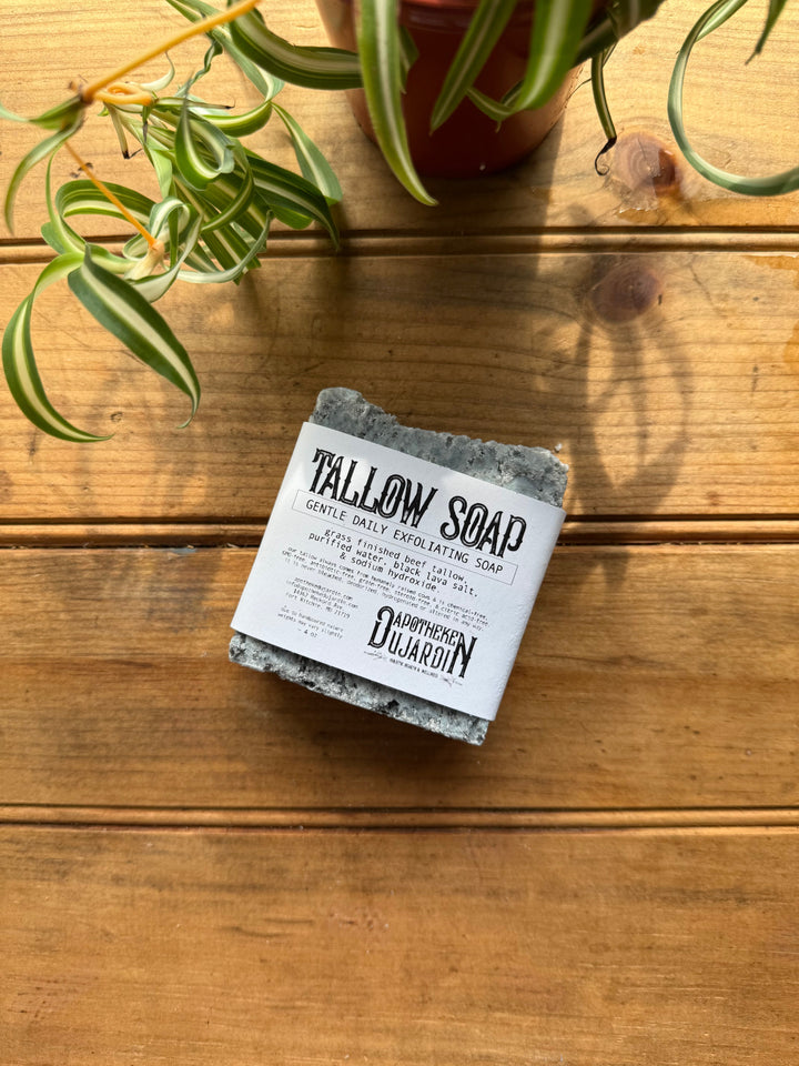 Handcrafted Black Lava Salt Tallow Exfoliating Bar Soap
