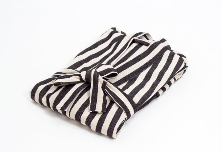 Cotton-Linen Zebra Stripe Robe