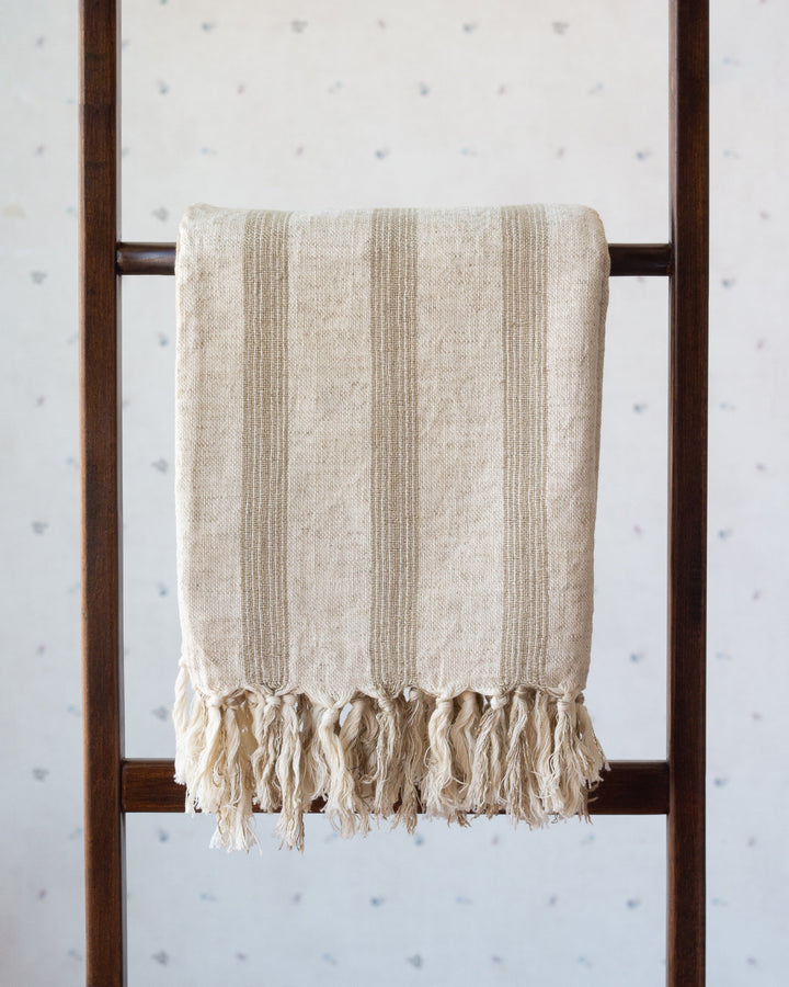 Biodegradable Cotton Linen Oversized Towel, Beige