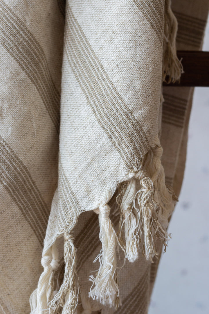 Biodegradable Cotton Linen Oversized Towel, Beige